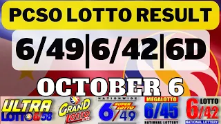 PCSO LOTTO RESULTS TODAY! October 6, 2022 @ 9PM| 6/49, 6/42 and 6D