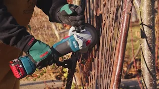 How much can you work with a cordless brushless angle grinder? Bosch GWS 18V-10