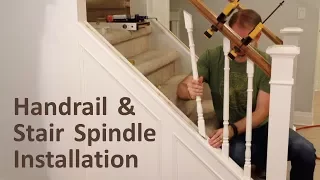 How to Install Handrail and Stair Spindles (Staircase Renovation Ep 4) - Finish Carpentry