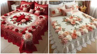 Beautiful bed sheet model knitted with wool (share ideas) #knitted #crochet #bedsheets