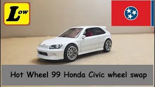 Hot Wheel Honda Civic Wheel Swap on a HotWheel #honda #HOTWHEELS #diy