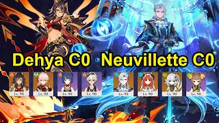 Dehya C0 Mono Pyro & Neuvillette C0 bloom Spiral bayss floor 12 genshin impact