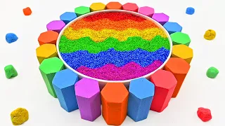 Satisfying Video | How To Make Rainbow Slime Pool with Kinetic Sand Hexagon Cutting ASMR #422