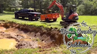 POND UPDATE!! Digging out the pond with mini excavator!