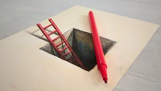 easy 3d drawing & amazing hole| 3d trick art on paper