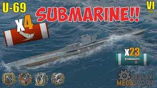 SUBMARINE U-69 4 Kills & 111k Damage | World of Warships Gameplay