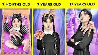 WE ADOPTED WEDNESDAY ADDAMS || Easy Secret Hacks and Gadgets for Crafty Parents by 123 GO!