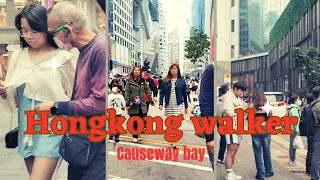 Hongkong Walking Tour street video 4K - Causeway bay