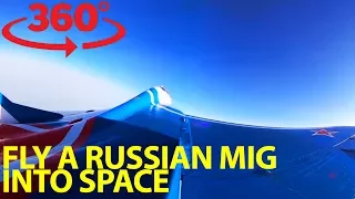Rocket above the Earth on Soviet-made fighter jet in VR