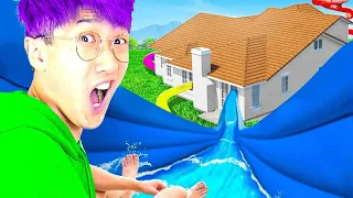 We Built a Waterpark In Our House?! (ROBLOX WATERPARK, AQUAPARK.IO, ROBLOX TSUNAMI & MORE!)