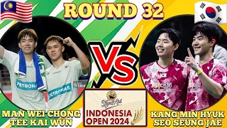 (R32)🇲🇾Man Wei Chong-Tee Kai Wun 🆚️ 🇰🇷Kang Min Hyuk-Seo Seung Jae🔥‼️Big UPSET‼️#indonesiaopen2024