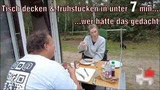 Frühstück auf der Wohnmobilterrasse, Aufdecken, Zeitraffer nur 7 Minuten Tisch decken / LKWhausBAU/