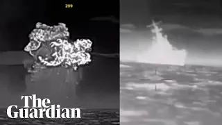 Video appears to show moment Ukraine hits Russian missile ship