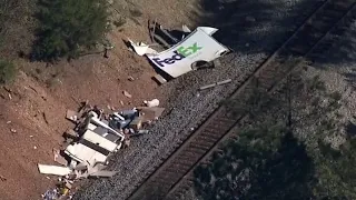Aerials | Amtrak train, FedEx truck crash in west Georgia, authorities say
