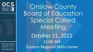 Board of Education - Special Called Meeting -  Oct.  21, 2022