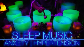 Crystal Singing Bowls Sleep Music for Anxiety | Hypertension | Meditation | Study (No Talking)