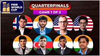 🔴 QuarterFinals | Game 1 | Fide World Cup 2023 | Carlsen, gukesh, caruana, dominguez, pragg, erigais