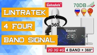 Lintratek 4 Four Band Signal Amplifier B20 800 900 1800 2100 2600Mhz 850 Cellular Repeater GSM 2G 3G