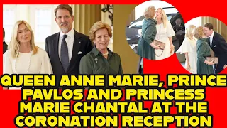 QUEEN ANNE MARIE, PRINCE PAVLOS AND PRINCESS MARIE CHANTAL AT THE CORONATION RECEPTION