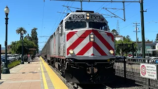 Caltrain 120 with 908 and 4025 at Burlingame