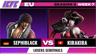 Sephiblack (Miguel) vs Kirakira (Eliza) Losers Semifinals: ICFC EU Tekken 7 Season 3 Week 7