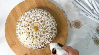 White & Gold | Dot Art Mandala | Thoughtftul Dots | Tutorial