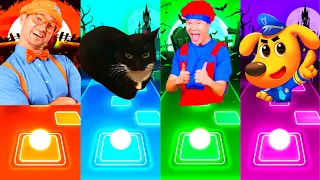 Blippi Vs Maxwell Cat Vs D Billions Vs Sheriff Labrador | Tiles Hop EDM Rush