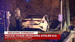High speed police chase involving stolen Kia ends in crash in Kirkwood