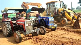 JCB 3dx Eco Loading Mud Mahindra 275 Eicher 485 John Deere Massey 241 Tractor with Trolly