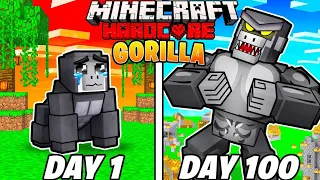 I Survived 100 Days as a Gorilla in Minecraft Hardcore World.      #minecraft