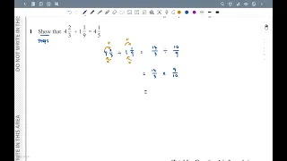 [Edexcel Math] Dividing mixed fractions - Question 1 from 4MA1/1H (May 2019)