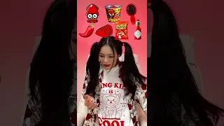 Random Red food MUKBANG🦑🍄 #shorts