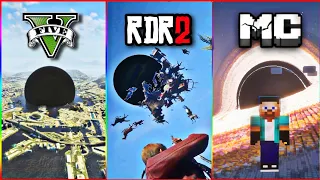 BLACK HOLE😱 in GTA, RDR & Minecraft Games