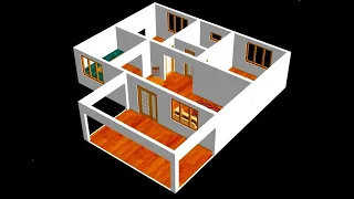 Small House Plan 11 x 9m 2 Bedroom with American Kitchen 2020