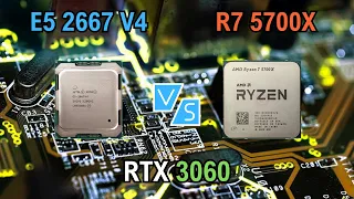 Intel Xeon E5 2667 vs Ryzen 7 5700X en una RTX 3060 - 7 juegos 1080p