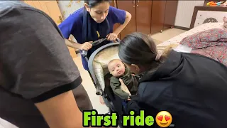 Basil ki peheli ride in pram😍 | kia isko passand ai ride?