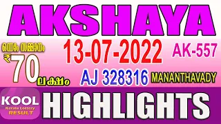 KERALA LOTTERY RESULT|HIGHLIGHTS|akshaya bhagyakuri ak557|Kerala Lottery Result Today|todaylive|live