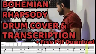 Bohemian Rhapsody - Queen Drum Cover & Transcription (Free PDF sheet music/score)