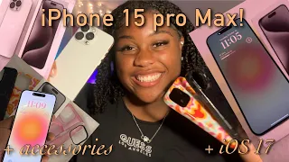 IPHONE 15 PRO MAX UNBOXING (white titanium)📱| + ACCESSORIES (iOS 17)