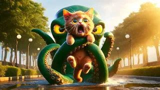 Octopus And Ginger Cat  #cat #cutecat #cute
