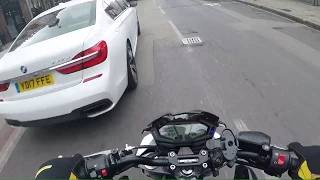 Motorcycle almost hits pedestrian #168