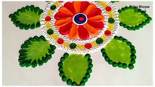 New peacock janmashtami rangoli/satisfyingvideo/sand art easy/unique rangoli designs/krishna rangoli