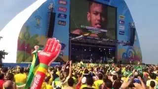 World Cup 2014 Brazilian national anthem at Fanfest on Copacabana beach.