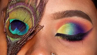 Peacock Eyemakeup/ Colorful Eyemakeup/ Half Cut Crease Eyemakeup/ Eyemakeup