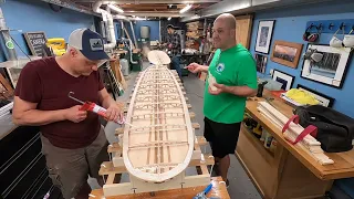 Part 5: Crafting a Legacy - Hollow Wooden Surfboard Series Gluing on the top deck