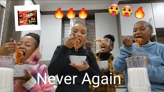 Spicy Noodles Challenge with my sisters🥵🥵||South African YouTuber😁 #fyp #love #like #light