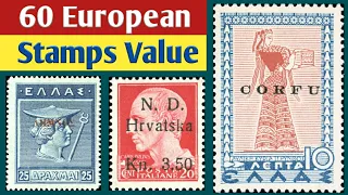 Old Stamps Value Europe - Greece To Italy | 60 Rare Expensive Postage Stamp Collection