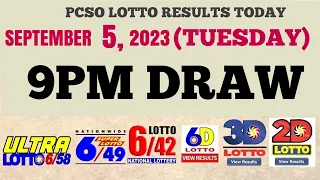 Lotto Result Today 9pm Draw September 5, 2023 6/58 6/49 6/42 6D Swertres Ez2 PCSO