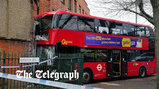 London bus crash: Five in hospital after 'brakes fail' on school run