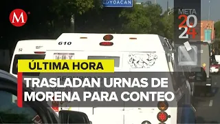 En CdMx, trasladan urnas para conteo de boletas de Morena